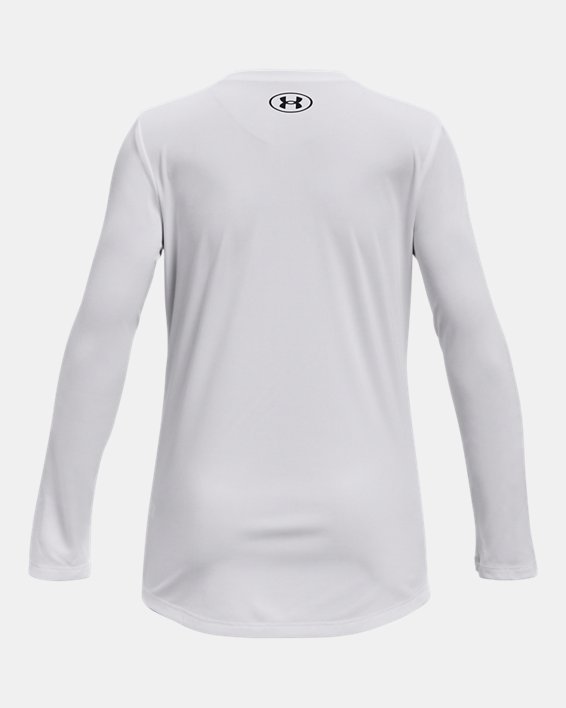 Girls' UA Tech™ Big Logo Print Fill Long Sleeve, White, pdpMainDesktop image number 1
